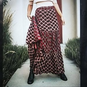 Free People Prairie Dreams Maxi Skirt sz 0